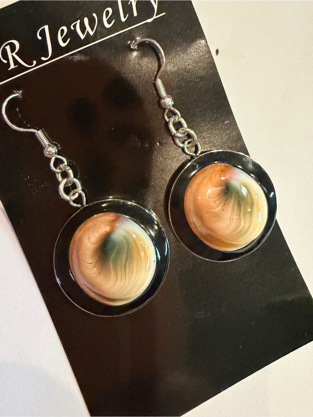 Shiva Eye Shell Earrings - Natural Cat Eye Shell - Stainless Steel